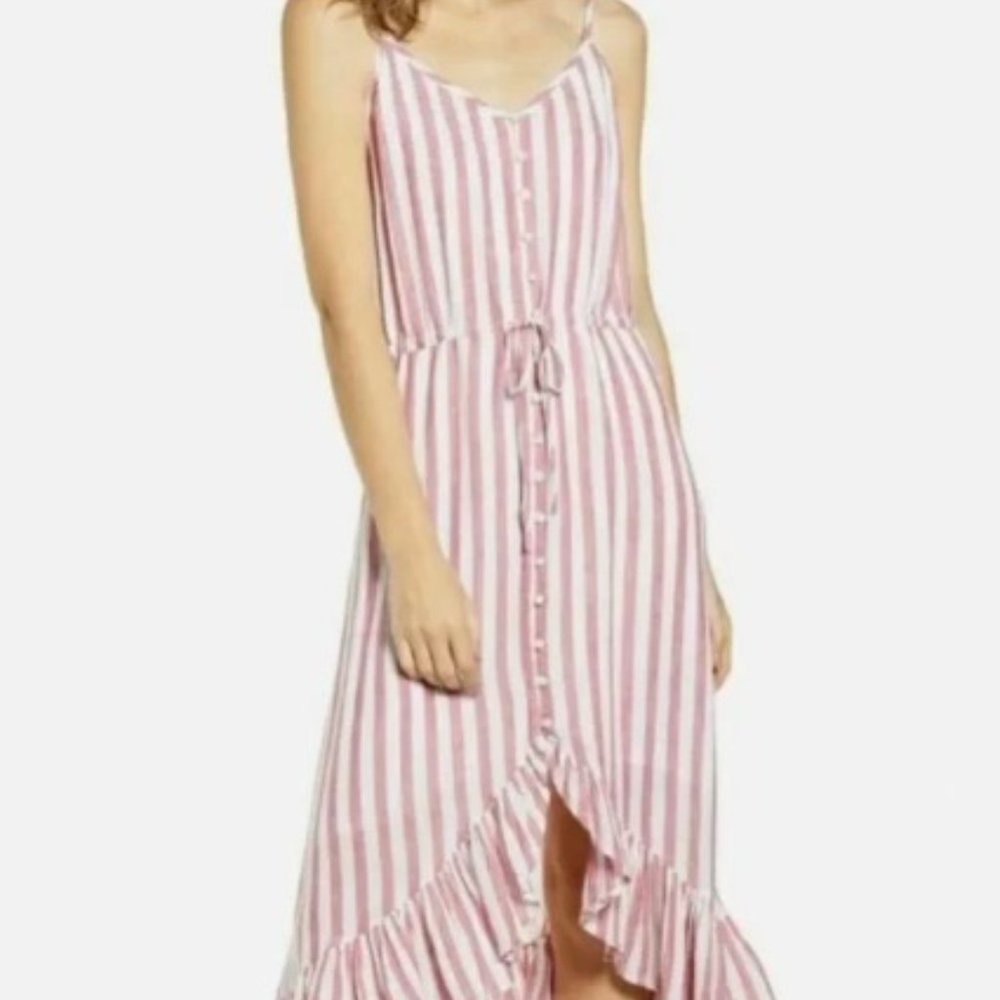 Rails Pink And White Striped Button Front Sundres… - image 1